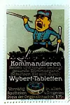 Wybert-Werbemarke aus der Zeit vor dem Zweiten Weltkrieg, mit kommandierendem Soldaten.