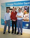 v. l. n. r.: Johan Demesure, Amcor Slitting Department Manager; Kris De Smet, Quadtech Area Sales Manager und Peter Wandels, Amcor Converting Production Manager.