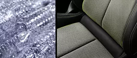 PET-Flaschen und Auto-Sitzbezüge