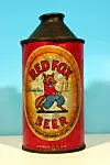 Typische amerikanische Getränkedose vor dem Zweiten Weltkrieg für „RedFox Beer“.