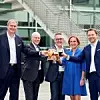 v.l.n.r. CEO NürnbergMesse Peter Ottmann, CEO Messe München Dr. Reinhard Pfeiffer, CEO YONTEX Rolf Keller, Executive Vice President Yontex Petra Westphal, CEO Messe München Stefan Rummel)