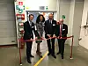Siegwerks neue Produktionsanlage für Inkjet-Farben in Annemasse wird feierlich eröffnet (von links nach rechts): Jens Adrio, Head of Corporate Development, Veronique Danois, President of Siegwerk France, Herbert Forker, CEO, und Matthieu Carni, Business Development Manager.