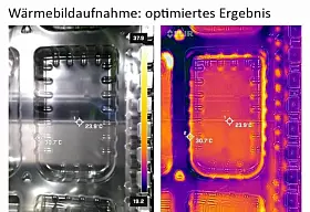 Gute Ausformung der Verpackungsdetails durch guten Druckaufbau und optimierte Heiz- und Formzeiten.