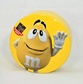 Promotiondose von m & m. Geprägte Blechdose mit süßem Inhalt.