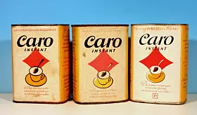 3 alte unrunde Kombidosen von Caro-Kaffee.