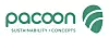 Grünes Pacoon-Logo mit dem Schriftzug Sustainability + Concepts auf weißem Hintergrund.