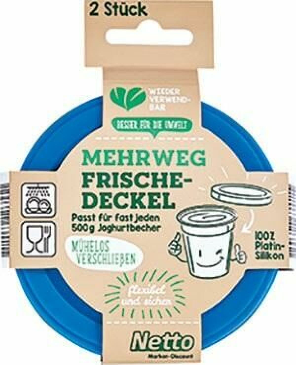 Netto führt Mehrweg-Frischedeckel für Joghurtbecher ein